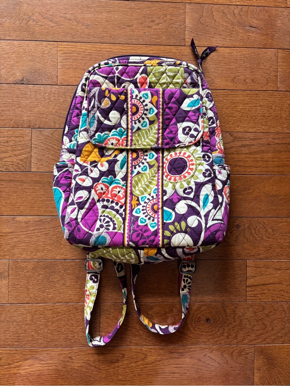 💜Vera Bradley Small Floral Quilted Backpack in Purple Accent💜